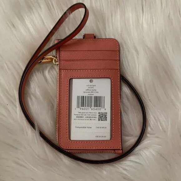 Kate spade Madison Card Case Lanyard Terracotta tile Pink - Picture 6 of 6